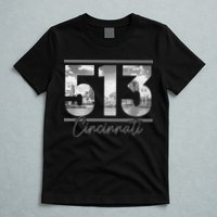 Cincinnati 513 Area Code Skyline Ohio Vintage T-Shirt