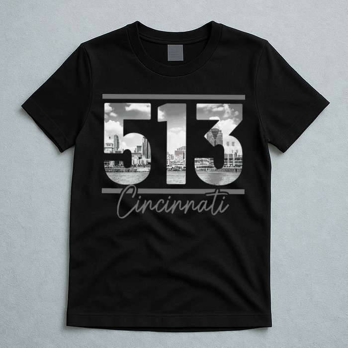 Cincinnati 513 Area Code Skyline Ohio Vintage T-Shirt