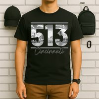 Cincinnati 513 Area Code Skyline Ohio Vintage T-Shirt