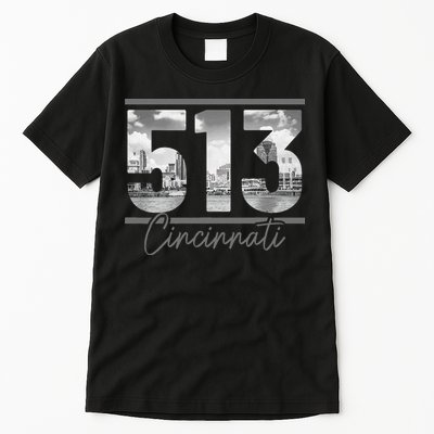 Cincinnati 513 Area Code Skyline Ohio Vintage Tall T-Shirt