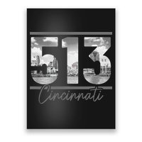 Cincinnati 513 Area Code Skyline Ohio Vintage Poster
