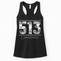Cincinnati 513 Area Code Skyline Ohio Vintage Womens Tank Top