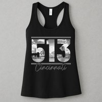 Cincinnati 513 Area Code Skyline Ohio Vintage Womens Tank Top