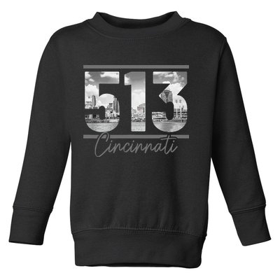 Cincinnati 513 Area Code Skyline Ohio Vintage Toddler Sweatshirt