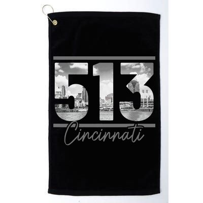 Cincinnati 513 Area Code Skyline Ohio Vintage Golf Towel
