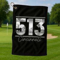 Cincinnati 513 Area Code Skyline Ohio Vintage Golf Towel