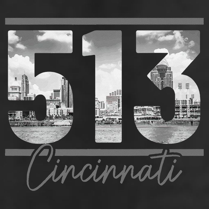 Cincinnati 513 Area Code Skyline Ohio Vintage Golf Towel