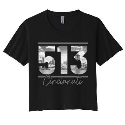 Cincinnati 513 Area Code Skyline Ohio Vintage Crop Top