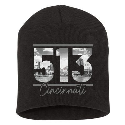 Cincinnati 513 Area Code Skyline Ohio Vintage Short Acrylic Beanie