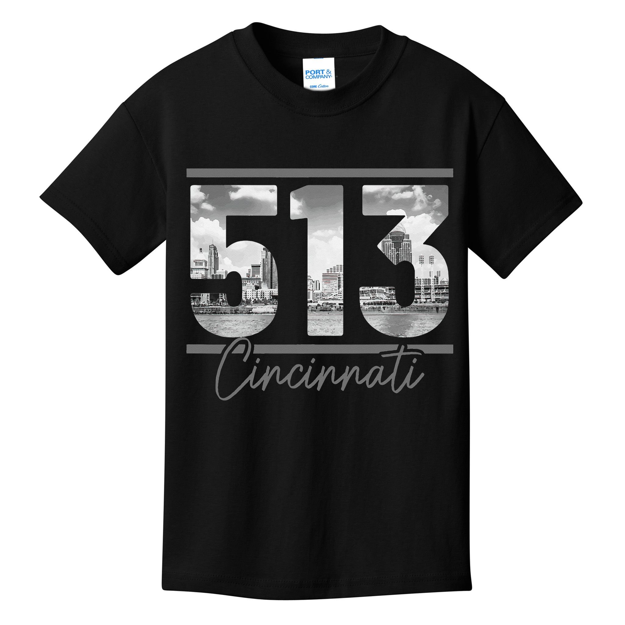 Cincinnati 513 Area Code Skyline Ohio Vintage Kids T-Shirt