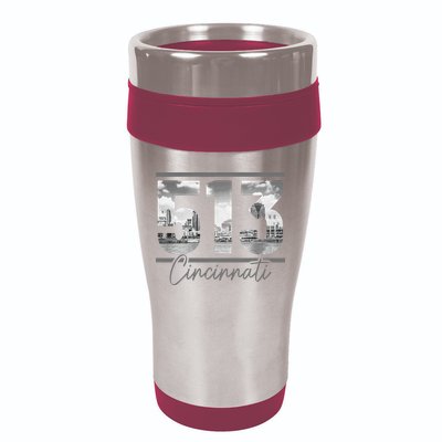 Cincinnati 513 Area Code Skyline Ohio Vintage 16oz Travel Tumbler
