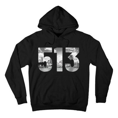 Cincinnati 513 Area Code Skyline Ohio Vintage Hoodie