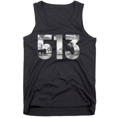 Cincinnati 513 Area Code Skyline Ohio Vintage Tank Top