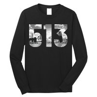 Cincinnati 513 Area Code Skyline Ohio Vintage Long Sleeve Shirt
