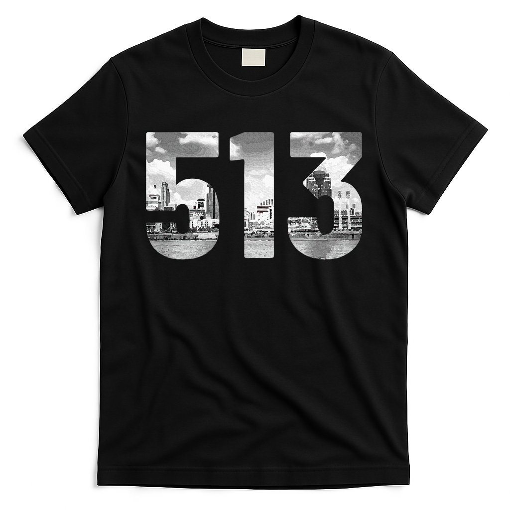 Cincinnati 513 Area Code Skyline Ohio Vintage T-Shirt