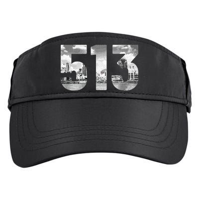 Cincinnati 513 Area Code Skyline Ohio Vintage Adult Drive Performance Visor