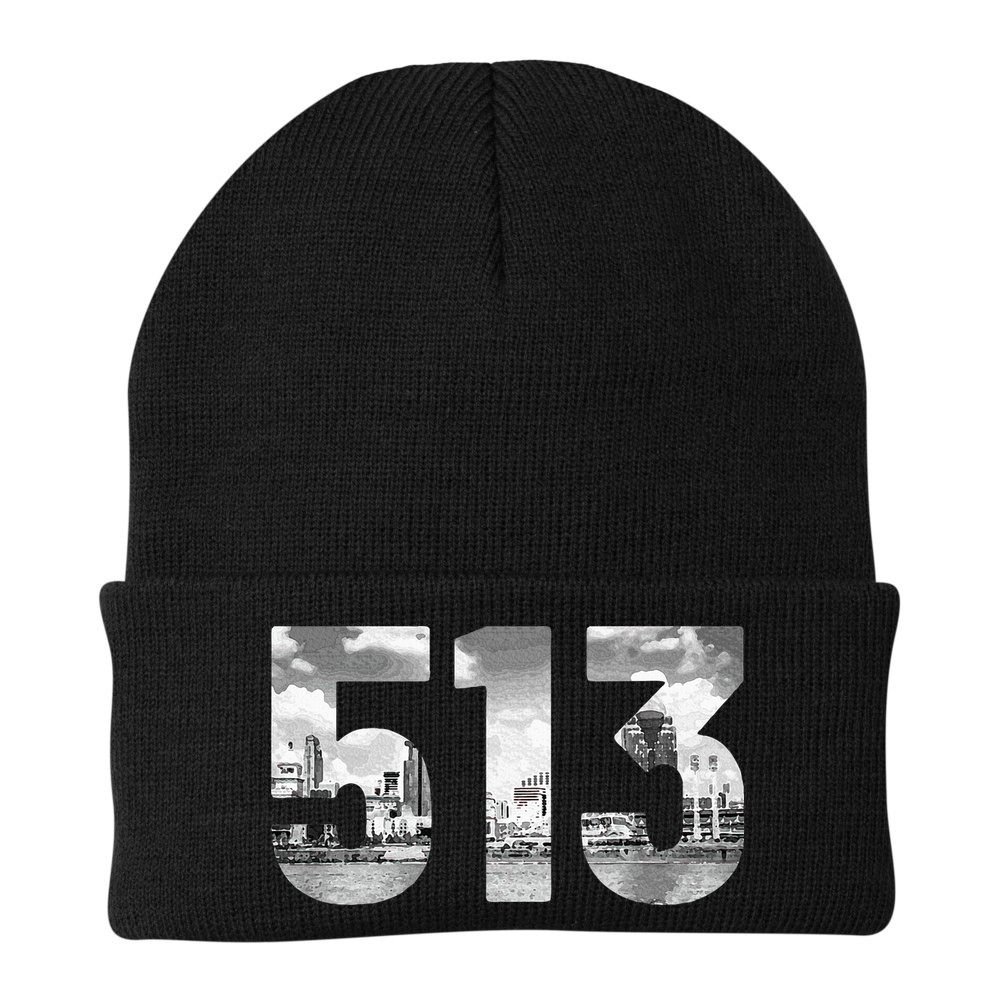 Cincinnati 513 Area Code Skyline Ohio Vintage Beanie