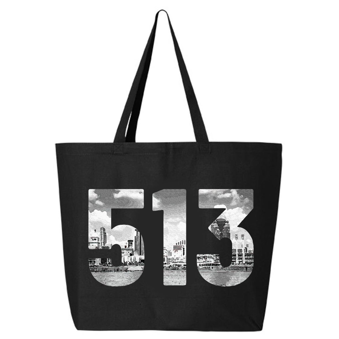 Cincinnati 513 Area Code Skyline Ohio Vintage 25L Jumbo Tote