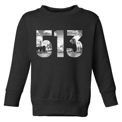 Cincinnati 513 Area Code Skyline Ohio Vintage Toddler Sweatshirt