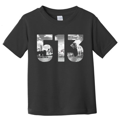 Cincinnati 513 Area Code Skyline Ohio Vintage Toddler T-Shirt