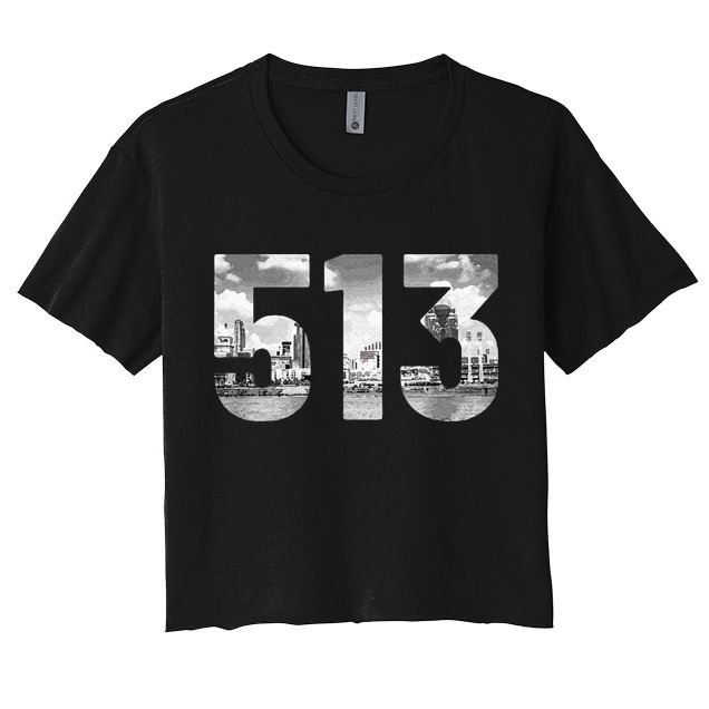 Cincinnati 513 Area Code Skyline Ohio Vintage Crop Top
