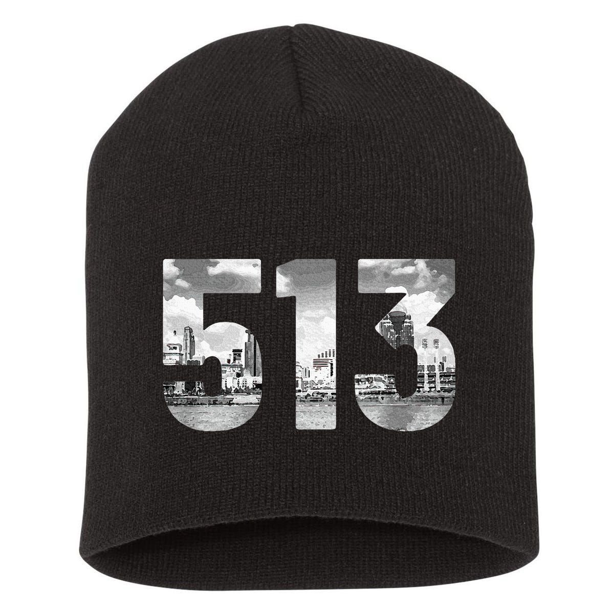 Cincinnati 513 Area Code Skyline Ohio Vintage Short Acrylic Beanie