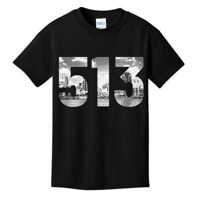 Cincinnati 513 Area Code Skyline Ohio Vintage Kids T-Shirt