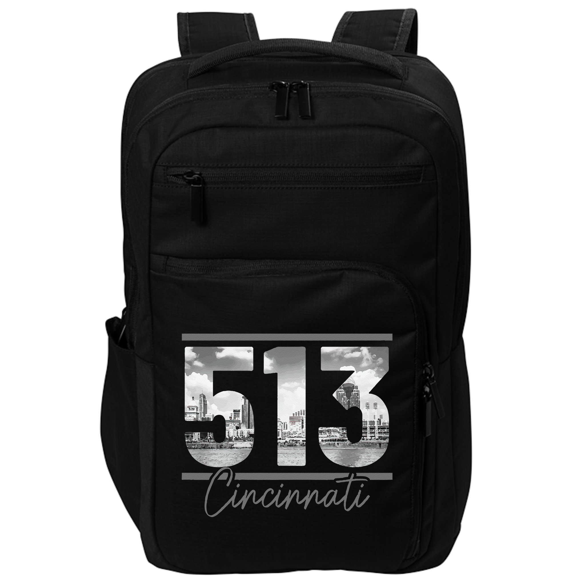 Cincinnati 513 Area Code Skyline Ohio Vintage Impact Tech Backpack