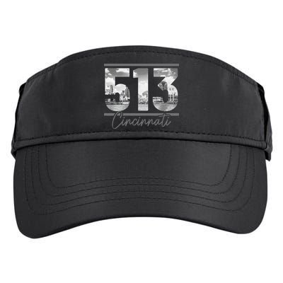 Cincinnati 513 Area Code Skyline Ohio Vintage Adult Drive Performance Visor