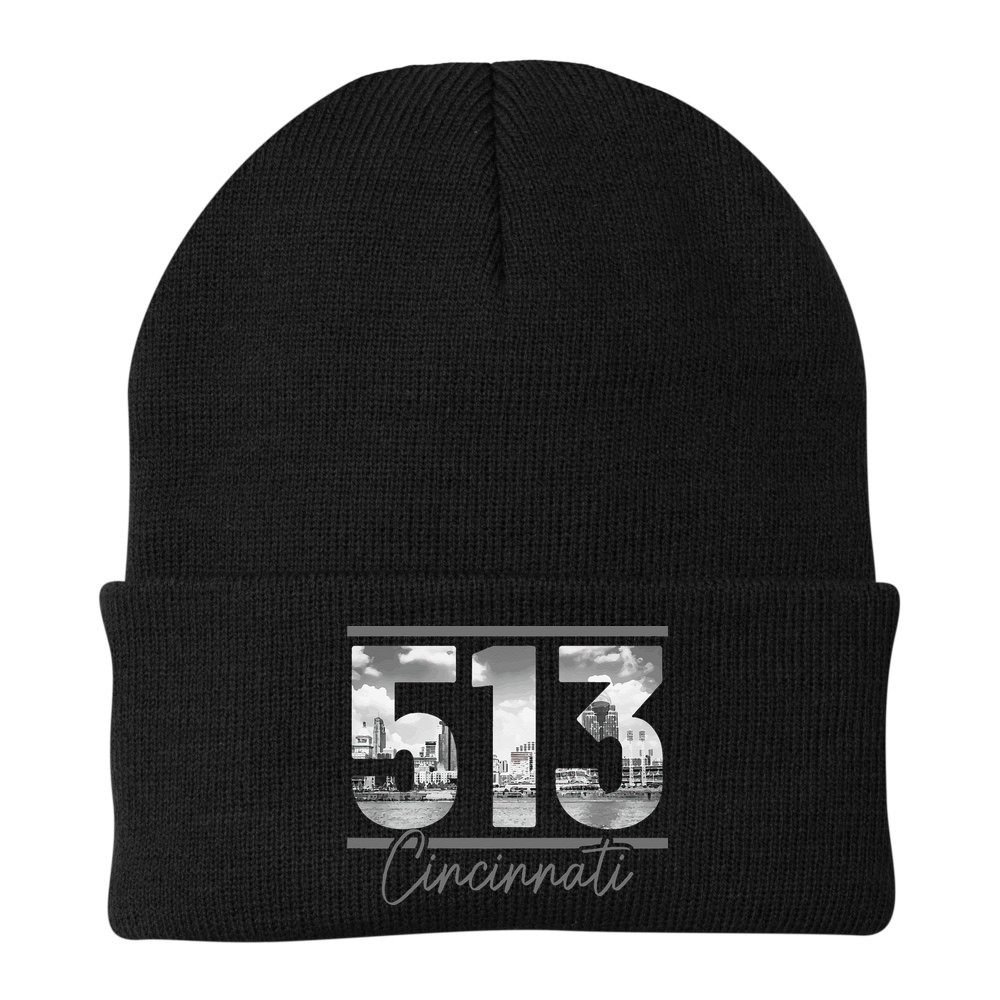 Cincinnati 513 Area Code Skyline Ohio Vintage Beanie