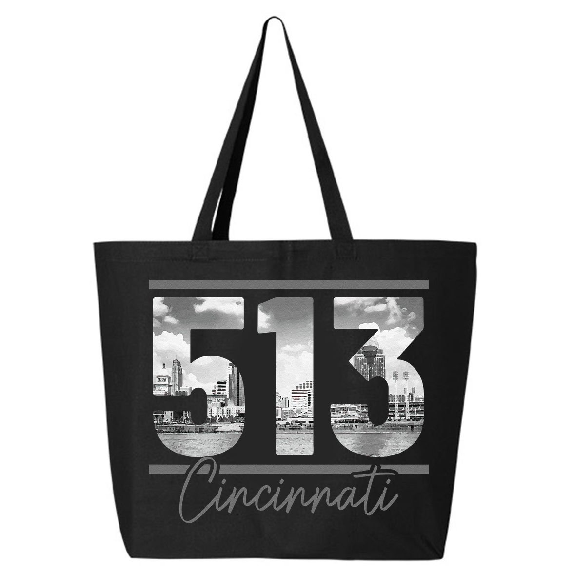 Cincinnati 513 Area Code Skyline Ohio Vintage 25L Jumbo Tote