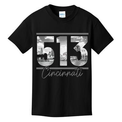 Cincinnati 513 Area Code Skyline Ohio Vintage Kids T-Shirt