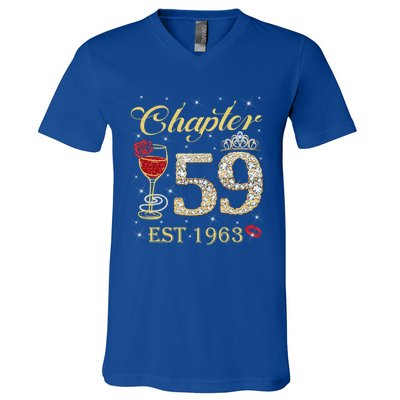 Chapter 59 Est 1963 59th Birthday Tee Gift Ladies Gift V-Neck T-Shirt