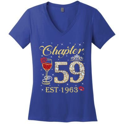 Chapter 59 Est 1963 59th Birthday Tee Gift Ladies Gift Women's V-Neck T-Shirt