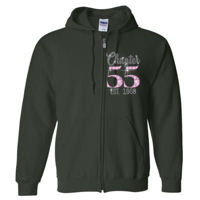 Chapter 55 EST 1968 55th Birthday Tee Gift For Wo Full Zip Hoodie