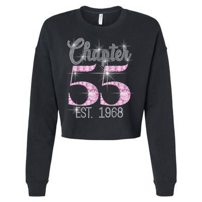 Chapter 55 EST 1968 55th Birthday Tee Gift For Wo Cropped Pullover Crew