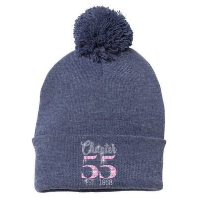 Chapter 55 EST 1968 55th Birthday Tee Gift For Wo Pom Pom 12in Knit Beanie