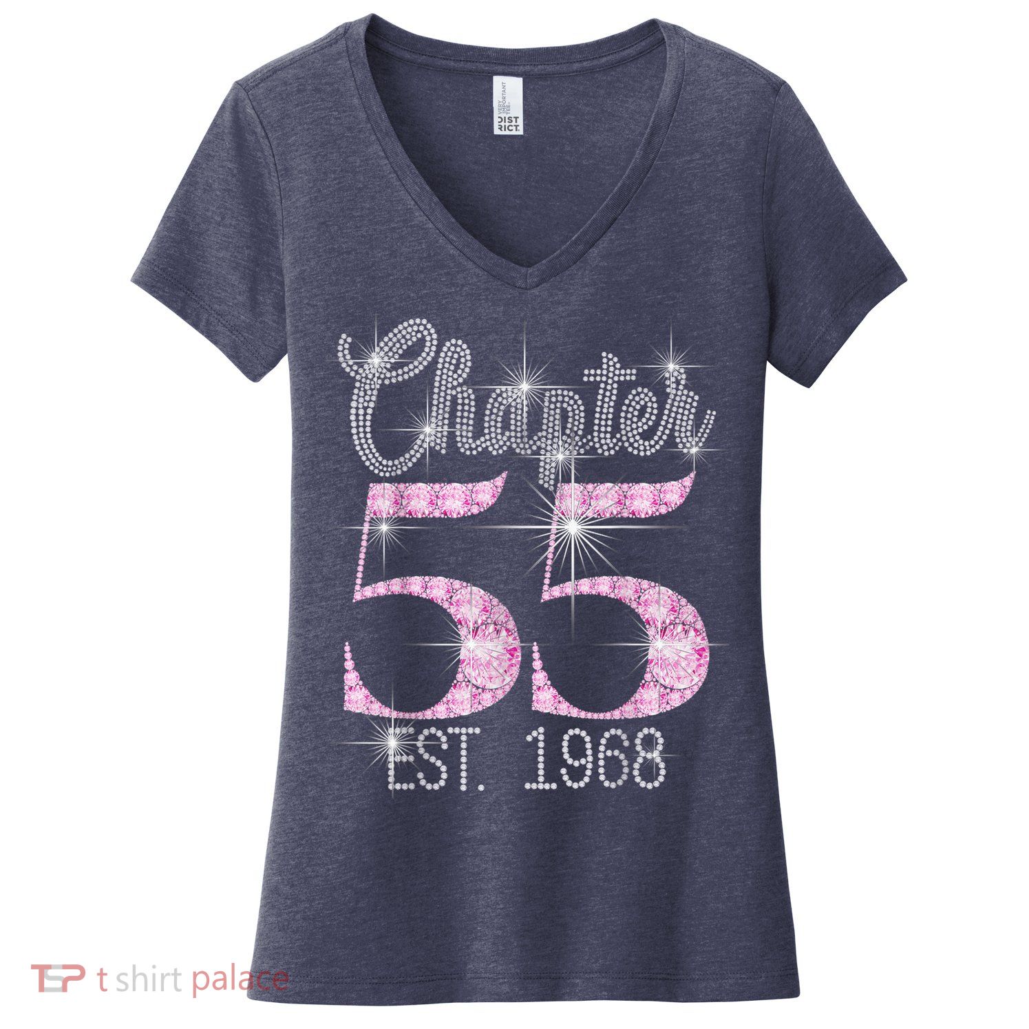Chapter 55 EST 1968 55th Birthday Tee Gift For Wo Women's V-Neck T-Shirt