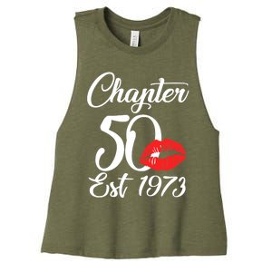 Chapter 50 EST 1973 50th Birthday Lips For Wo Women's Racerback Cropped Tank