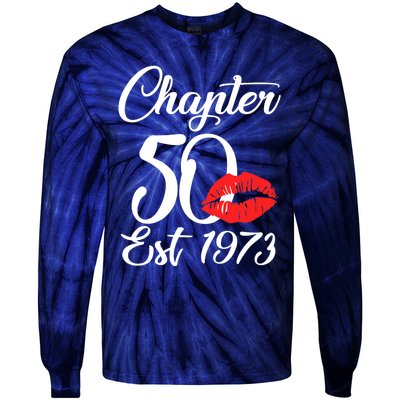 Chapter 50 EST 1973 50th Birthday Lips For Wo Tie-Dye Long Sleeve Shirt