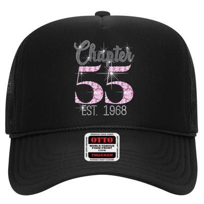 Chapter 55 EST 1968 55th Birthday Gift For Cute High Crown Mesh Back Trucker Hat