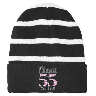 Chapter 55 EST 1968 55th Birthday Gift For Cute Striped Beanie with Solid Band