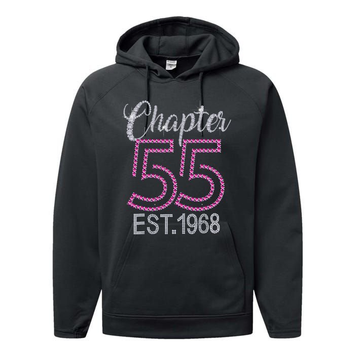 Chapter 55 EST 1968 55th Birthday Gift For Womens Performance Fleece Hoodie