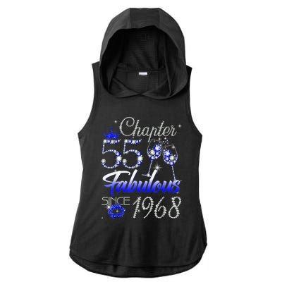 Chapter 55 Fabulous Since 1968 55th Birthday Queen Ladies PosiCharge Tri-Blend Wicking Draft Hoodie Tank