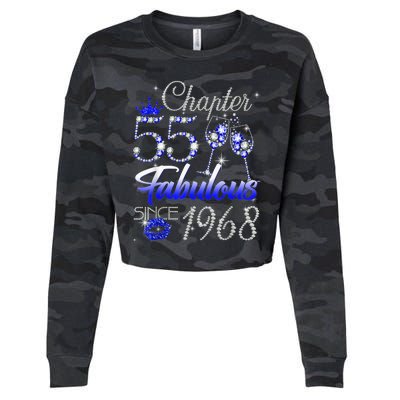 Chapter 55 Fabulous Since 1968 55th Birthday Queen Cropped Pullover Crew