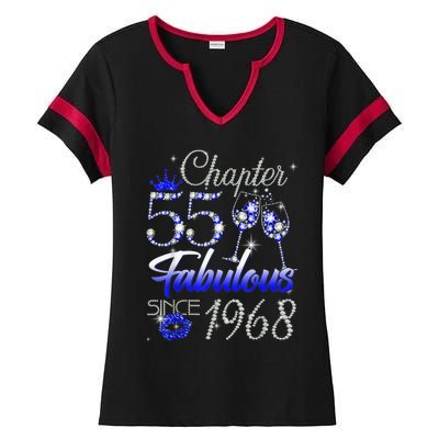 Chapter 55 Fabulous Since 1968 55th Birthday Queen Ladies Halftime Notch Neck Tee