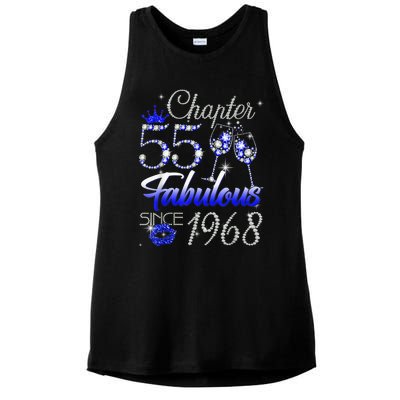 Chapter 55 Fabulous Since 1968 55th Birthday Queen Ladies PosiCharge Tri-Blend Wicking Tank