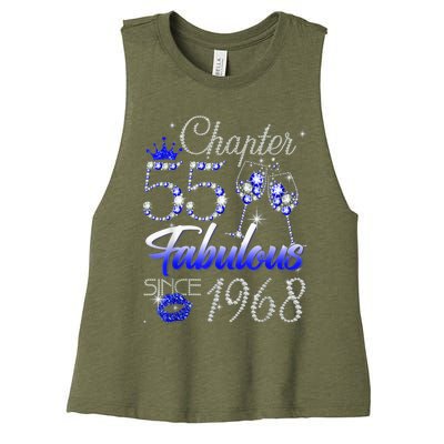 Chapter 55 Fabulous Since 1968 55th Birthday Queen Women's Racerback Cropped Tank