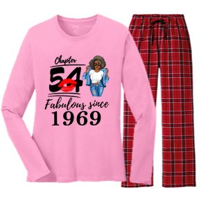 Chapter 54 Fabulous Since 1969 54th Birthday Tee For Black Women's Long Sleeve Flannel Pajama Set 