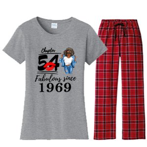 Chapter 54 Fabulous Since 1969 54th Birthday Tee For Black Women's Flannel Pajama Set